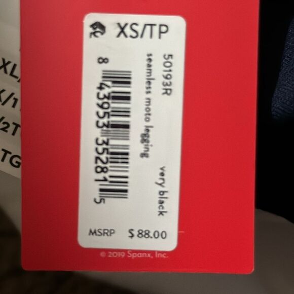 SPANX WOMEN’S SEAMLESS MOTO LEGGING IN VERY BLACK PULL-ON SIZE XS - Picture 2 of 2